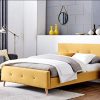 Mobilier Deco Lit scandinave 2 Personnes en Tissu Jaune avec sommier 160 x 200 cm ZIKO