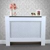 MonsterShop Cache Radiateur à Motif Grillagé en MDF Blanc de 111,5cm de Large x 82cm de Haut x 18,8cm de Profondeur