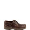 PAYMA Chaussures Bateau Homme en Cuir 3 Eye Lacet Classique Docksides Brun Marron. Semelle en Caoutchouc Marron foncé