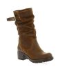 Pao Mi-Bottes Cuir Velours Cognac