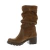 Pao Mi-Bottes Cuir Velours Cognac
