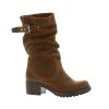 Pao Mi-Bottes Cuir Velours Cognac
