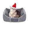Pecute Panier Chien, Lit pour Chien, Panier pour Chien, Grand Panier Lit pour Chien Chat Animaux Favoris Coussin Amovible Gris Chaud Lavable en Machine