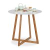 Relaxdays, Blanc d'appoint Ronde, Table de Salle à Manger, Cuisine, Pieds Bambou en Croix, H x D 75 x 80 cm, Nature, MDF, 1 élément