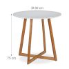 Relaxdays, Blanc d'appoint Ronde, Table de Salle à Manger, Cuisine, Pieds Bambou en Croix, H x D 75 x 80 cm, Nature, MDF, 1 élément