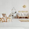Relaxdays, Blanc d'appoint Ronde, Table de Salle à Manger, Cuisine, Pieds Bambou en Croix, H x D 75 x 80 cm, Nature, MDF, 1 élément