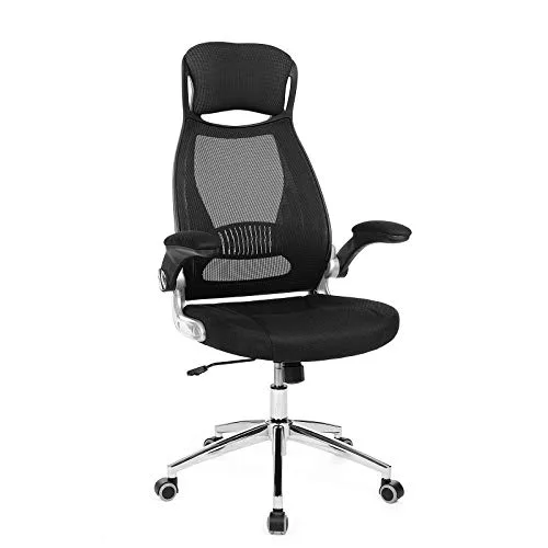 SONGMICS OBN86BK Chaise de bureau ergonomique, Pivotant, Hauteur réglable, Accoudoirs réglables, Dossier respirant en toile