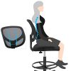 SONGMICS Tabouret avec Repose-Pieds Circulaire, Hauteur réglable, Siège Ergonomique Rotatif, Fauteuil de Bureau sans accoudoirs, Revêtement de l'Assise en Tissu, Charge maximale 120 kg, Noir OBN15BK