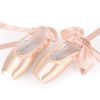 Soudittur Chaussures de Ballet de Pointe pour La Danse Classique en Rose avec Rubans de Satin et Protège-Orteils pour Ballerines Femme Fille(Prendre Une Taille au Dessus)
