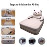 TZlong Matelas Gonflable 2 Personnes lit Pliant Electrique lit dappoint Adulte avec Pompe,Dossier,Oreiller et Porte-gobelets supporte jusqu'à 400kg(203x153x46cm)
