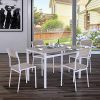 Table de salle à manger avec 4 chaises - ensemble salle à manger style contemporain - acier blanc MDF coloris bois de chêne
