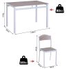 Table de salle à manger avec 4 chaises - ensemble salle à manger style contemporain - acier blanc MDF coloris bois de chêne