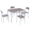 Table de salle à manger avec 4 chaises - ensemble salle à manger style contemporain - acier blanc MDF coloris bois de chêne