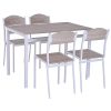 Table de salle à manger avec 4 chaises - ensemble salle à manger style contemporain - acier blanc MDF coloris bois de chêne