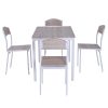 Table de salle à manger avec 4 chaises - ensemble salle à manger style contemporain - acier blanc MDF coloris bois de chêne