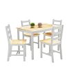 Yulie-Table-de-Salle--Manger-avec-4-chaises-en-Bois-Massif-pour-Cuisine-caf-75-75-73cm-Blanc-0-3 Yulie Table de Salle à Manger avec 4 chaises en Bois Massif pour Cuisine café 75 * 75 * 73cm Blanc