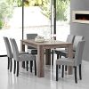 [en.CASA] Table à Manger en chêne Ancien avec 6 chaises Gris Brilliant Cuir-synthétique rembourré 140x90