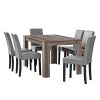 [en.CASA] Table à Manger en chêne Ancien avec 6 chaises Gris Brilliant Cuir-synthétique rembourré 140x90