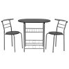 [en.casa] Set de Salle à Manger Table avec 2 chaises Set de Bistro Noir et Argent 80 x 53 x 74,5 cm
