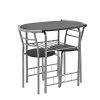 [en.casa] Set de Salle à Manger Table avec 2 chaises Set de Bistro Noir et Argent 80 x 53 x 74,5 cm