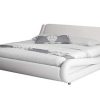muebles bonitos Lit Double Moderne en Similicuir Alessia pour Matelas 160 x 200cm Noir avec sommier à Lattes inclu
