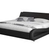 muebles bonitos Lit Double Moderne en Similicuir Alessia pour Matelas 160 x 200cm Noir avec sommier à Lattes inclu
