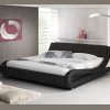muebles bonitos Lit Double Moderne en Similicuir Alessia pour Matelas 160 x 200cm Noir avec sommier à Lattes inclu