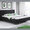 muebles bonitos lit Double Moderne Sofia avec sommier à Lattes 180x200cm Noir Design Italien élégant