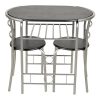 ts-ideen Ensemble Table à Manger Restaurant en 3 Parties Chaise Noir MDF Couleur argentée Cuisine 75 x 80 cm Set