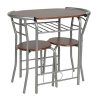 ts-ideen Ensemble de 3 pièces Table à manger et chaises cadre en aluminium + MDF en argent et marron 75 x 80 cm pour la cuisine et la salle à manger