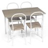 ts-ideen Ensemble de cuisine 5 pièces Table avec 4 chaises cadre en aluminium blanc 75 x 110 x 70 cm effet bois de noyer