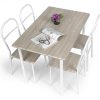 ts-ideen Ensemble de cuisine 5 pièces Table avec 4 chaises cadre en aluminium blanc 75 x 110 x 70 cm effet bois de noyer