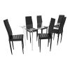 vidaXL Lot de 4 chaises noires aux lignes fines avec une table en verre