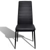 vidaXL Lot de 4 chaises noires aux lignes fines avec une table en verre