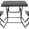 Femor Salon de Jardin Exterieur 2 Personnes, 2 Chaises & Femor Salon de Jardin Exterieur 2 Personnes, 2 Chaises & 1 Table Basse Pliante, Set de Balcon, Ensemble de Meuble de Jardin Pliable, HDPE, pour Jardin, Balcon, Terrasse, Cour (Grain de Bois Noir)
