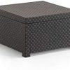 Bestmobilier - Figari - Salon Bas de Jardin 5 Places - en résine tressée injectée - Noir avec Coussins Gris - Pouf modulable