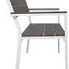 TecTake 800796 Banc de Jardin Extérieur Banquette Meuble en Polywood Cadre en Aluminium 2 Places env. 128 x 59 x 88 cm - Diverses Couleurs (Gris Clair/Blanc)