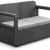 31aRG3Qf88L._AC_.jpg Bestmobilier - Rio - Salon Bas de Jardin 4 Places - en résine tressée injectée - Noir avec Coussins Gris