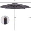 31geaQh1MML._AC_.jpg Outsunny Parasol en Aluminium Rond Polyester 180g/m² manivelle inclinable Ø 3 x 2,45 m Gris