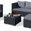 31jqr1lGzfL._AC_.jpg Avril Paris Salon de Jardin résine tressée 5 Places - Noir/Gris - Lunga 5
