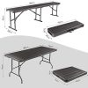 41-OkR2RSWL._AC_.jpg Femor Ensemble Table et Bancs Pliants, Meubles de Jardin, Table de Camping et 2 Bancs Pliants,avec Poignées, Panneau en Plastique HDPE, Imperméable, avec Cadre en Acier,Imitation de Grain de Bois,Gris