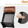 4148iFEWTEL._AC_.jpg Yaheetech Chaise Bureau Dossier en Maille Assise et Appui-tête en PU Rembourré Confortable Fauteuil Bureau Ergonomique Inclinable Pivotant Hauteur Réglable Capacité 120kg Couleur Marron
