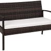 TecTake Salon de Jardin Table de Jardin en resine tressee chaises Salon d'exterieur Poly rotin - diverses Couleurs au Choix - (Noir-Marron)