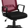 4190-L9b4aL._AC_.jpg Yaheetech Chaise de Bureau Ergonomique Maille Fauteuil Ordinateur Inclinable à roulettes Pivotante avec Accoudoir Dossier 125kg Vin Rouge