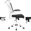 419FYrqH58L._AC_.jpg SONGMICS Fauteuil de bureau avec accoudoir rabattable, Chaise de bureau en toile, Siège, pivotant à 360°, support lombaire réglable, gain de place, Blanc et Noir OBN37WT