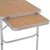 41BgagGpQ5L._AC_.jpg Outsunny Table Pliante Table de Camping Table de Jardin avec rallonge Hauteur réglable Aluminium MDF Imitation Bambou