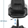 41E12uS96zL._AC_.jpg Yaheetech Chaise de Bureau Pivotante Fauteuil de Bureau Similicuir Hauteur Réglable Assise Rembourrée à Roulettes Noir