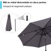41GkNHmH6WL._AC_.jpg Outsunny Parasol en Aluminium Rond Polyester 180g/m² manivelle inclinable Ø 3 x 2,45 m Gris
