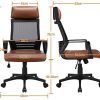 41GxP2pmp0L._AC_.jpg Yaheetech Chaise Bureau Dossier en Maille Assise et Appui-tête en PU Rembourré Confortable Fauteuil Bureau Ergonomique Inclinable Pivotant Hauteur Réglable Capacité 120kg Couleur Marron