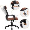 41I1wPFp0L._AC_.jpg Yaheetech Chaise Bureau Dossier en Maille Assise et Appui-tête en PU Rembourré Confortable Fauteuil Bureau Ergonomique Inclinable Pivotant Hauteur Réglable Capacité 120kg Couleur Marron